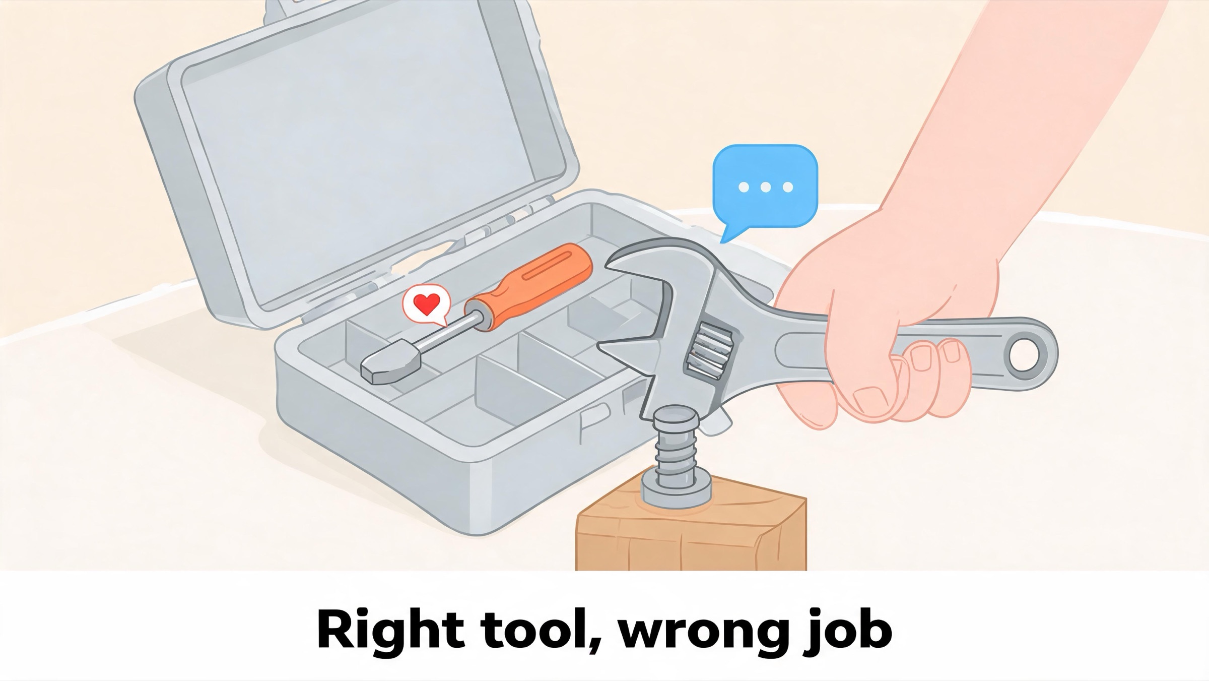 Meme illustrating that using a general AI assistant as a girlfriend is the wrong tool for the relationship job