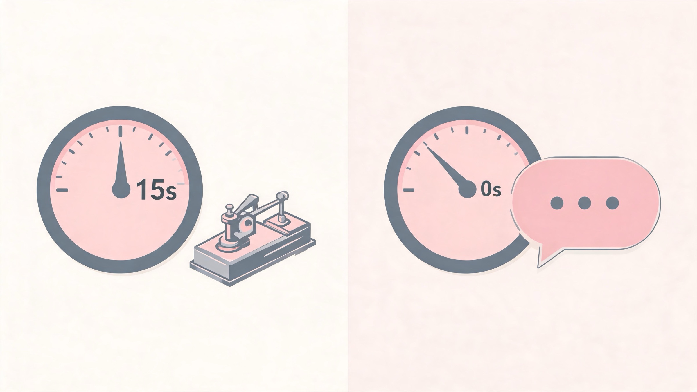 Infographic comparing Nomi.ai's roughly 15-second text response latency to real-time streaming chat