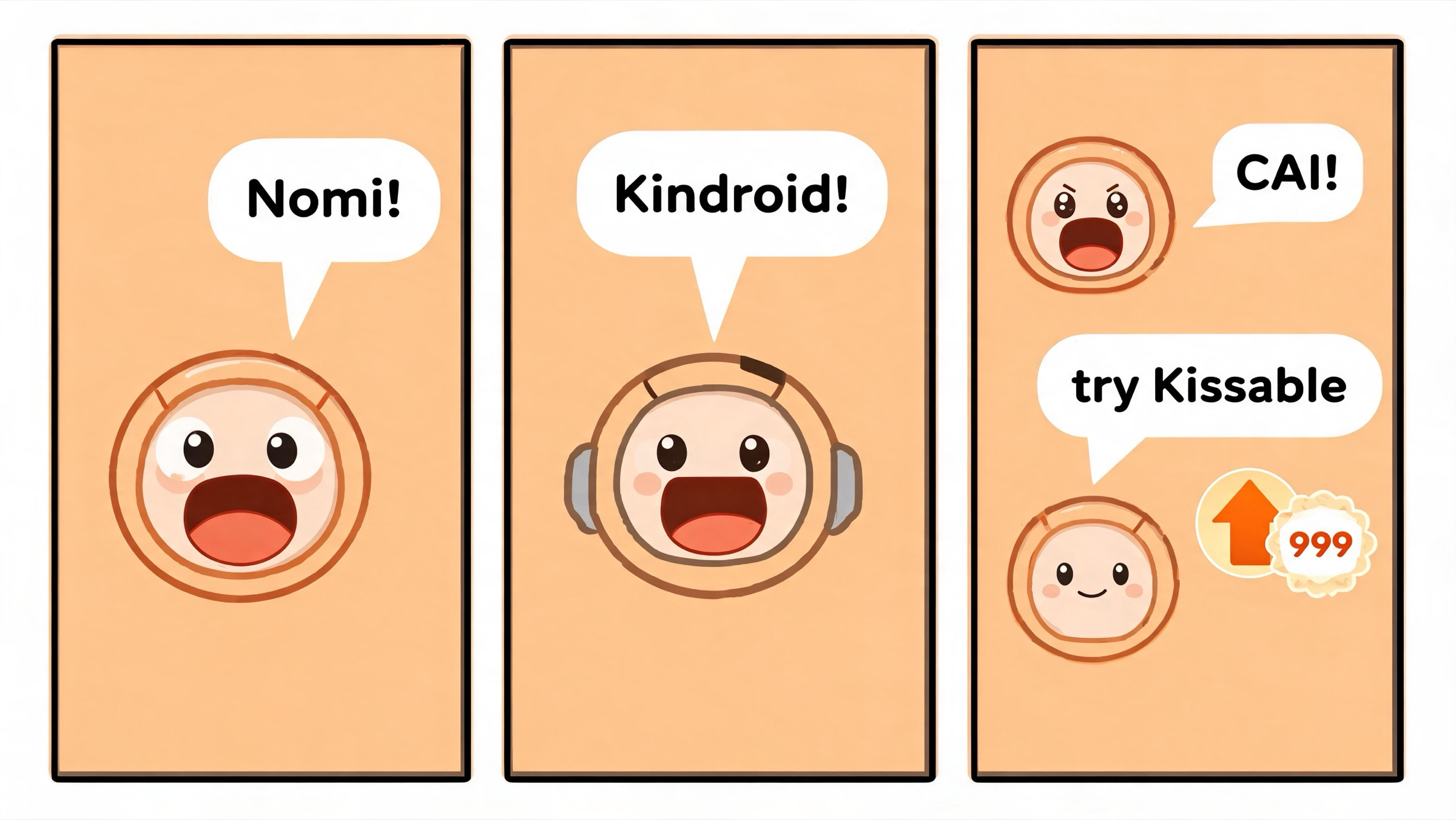 Mini-comic of three Reddit users debating AI companion apps