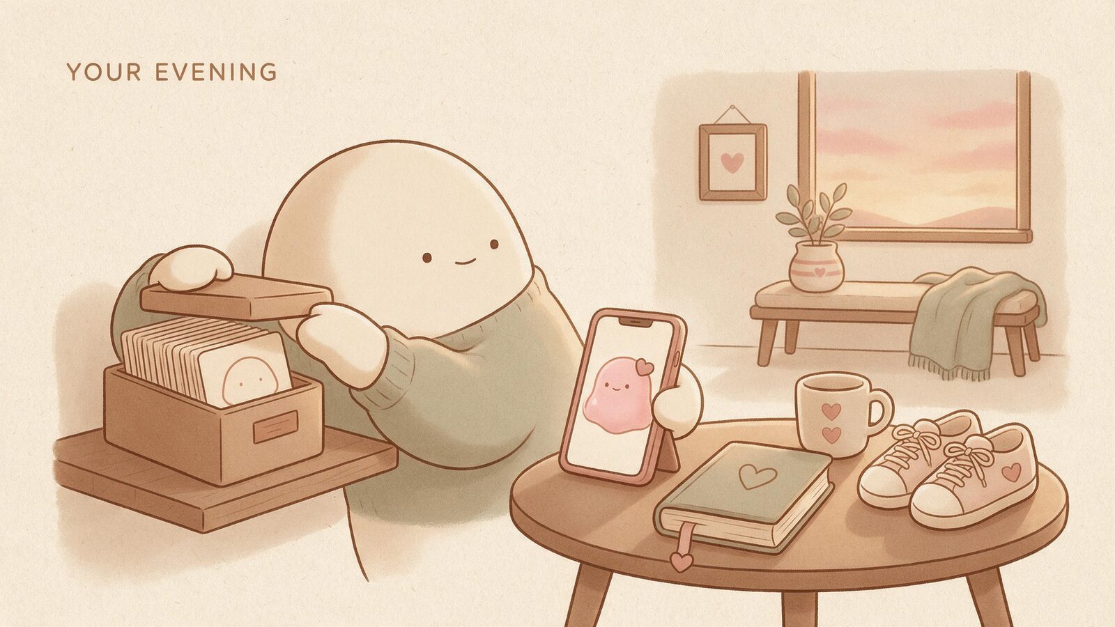 A reader puts away a stack of profile cards and chooses how to spend the evening.