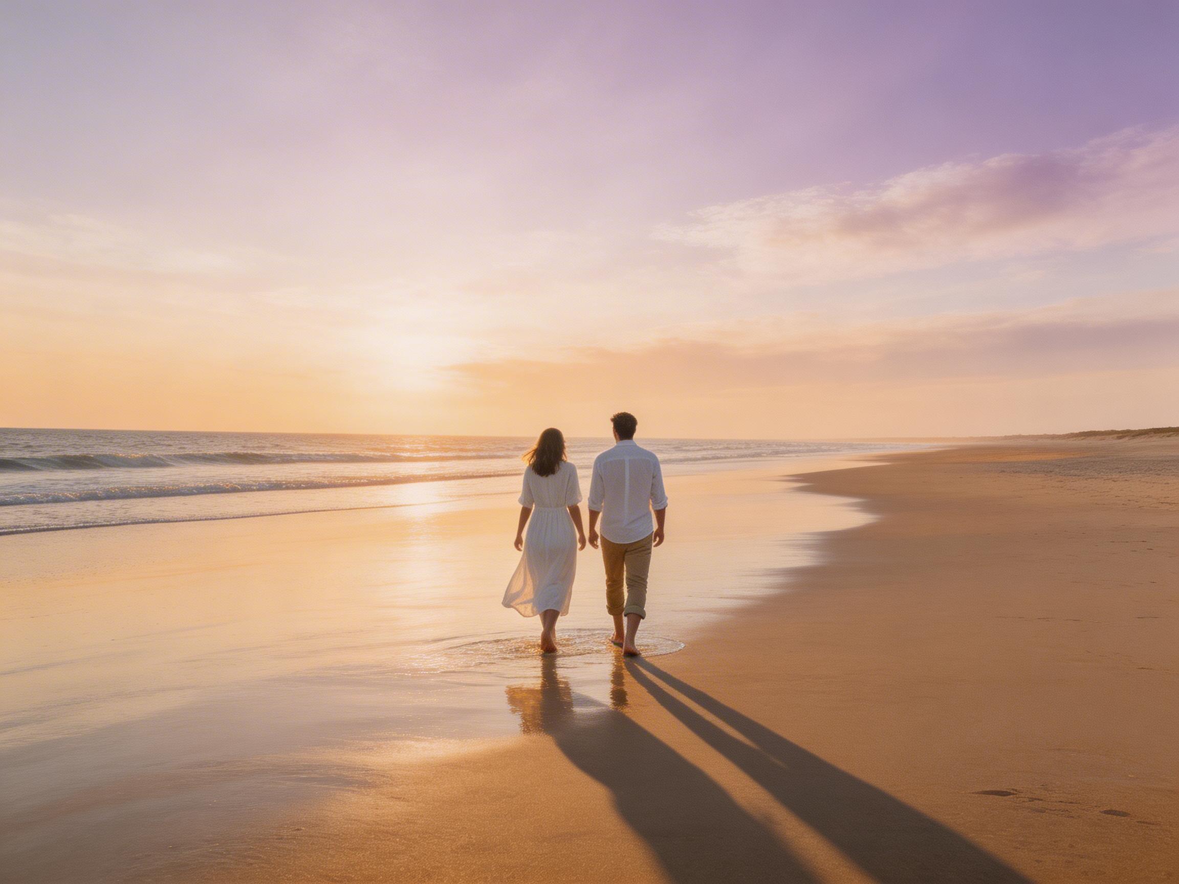 AI girlfriend couple beach sunset